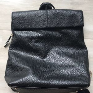 Nordstrom brand black leather backpack